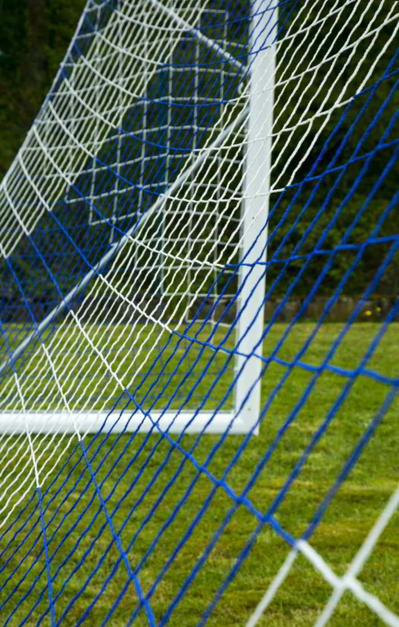 Powershot Fußballnetz - Trapezförmig - 4mm - Weiß/Blau, 7,32 x 2,44 Meter - Image 2