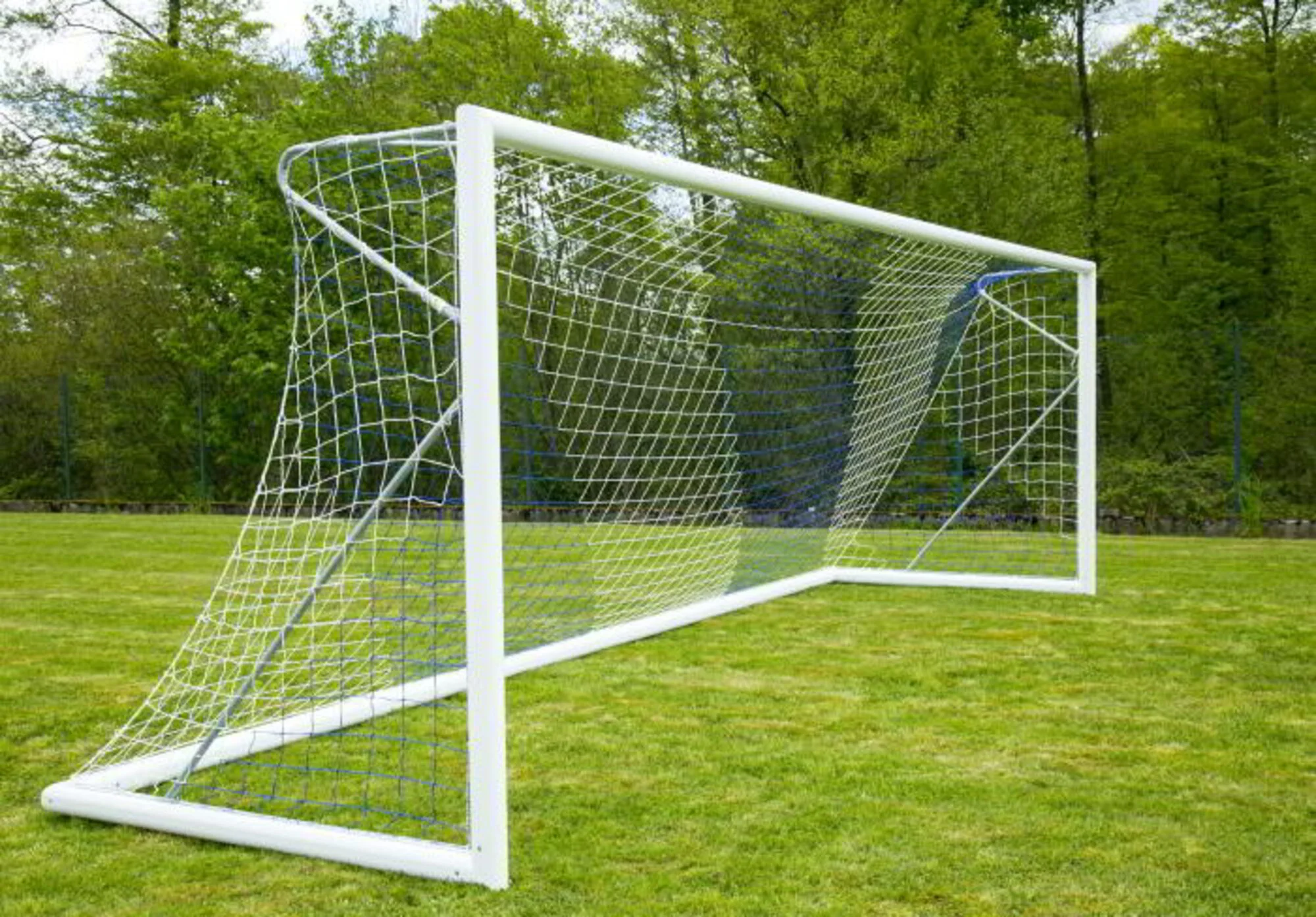 Powershot Fußballnetz - Trapezförmig - 4mm - Weiß/Blau, 7,32 x 2,44 Meter - Image 4