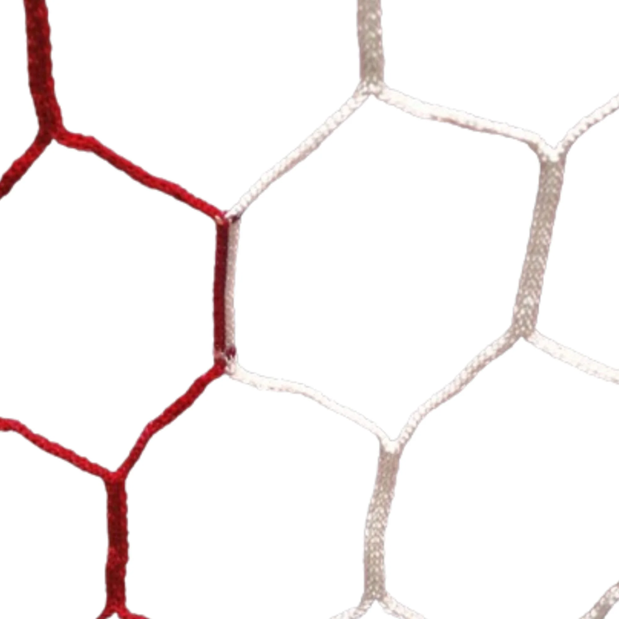 Powershot Fußballnetz - 11er Tor - Wabenförmig, 7,32 x 2,44 Meter - 4mm Weiß/Rot