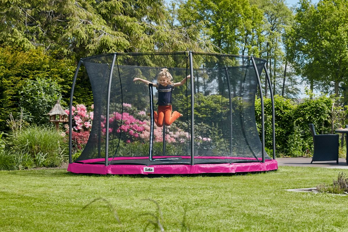 Salta Trampolin Comfort Edition Ground - 251cm - Rund Pink - Image 7