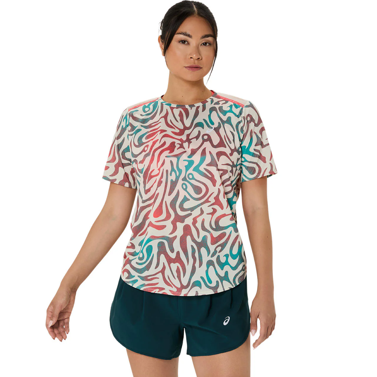 Asics Damenlaufshirt Road All Over Print SS Top
