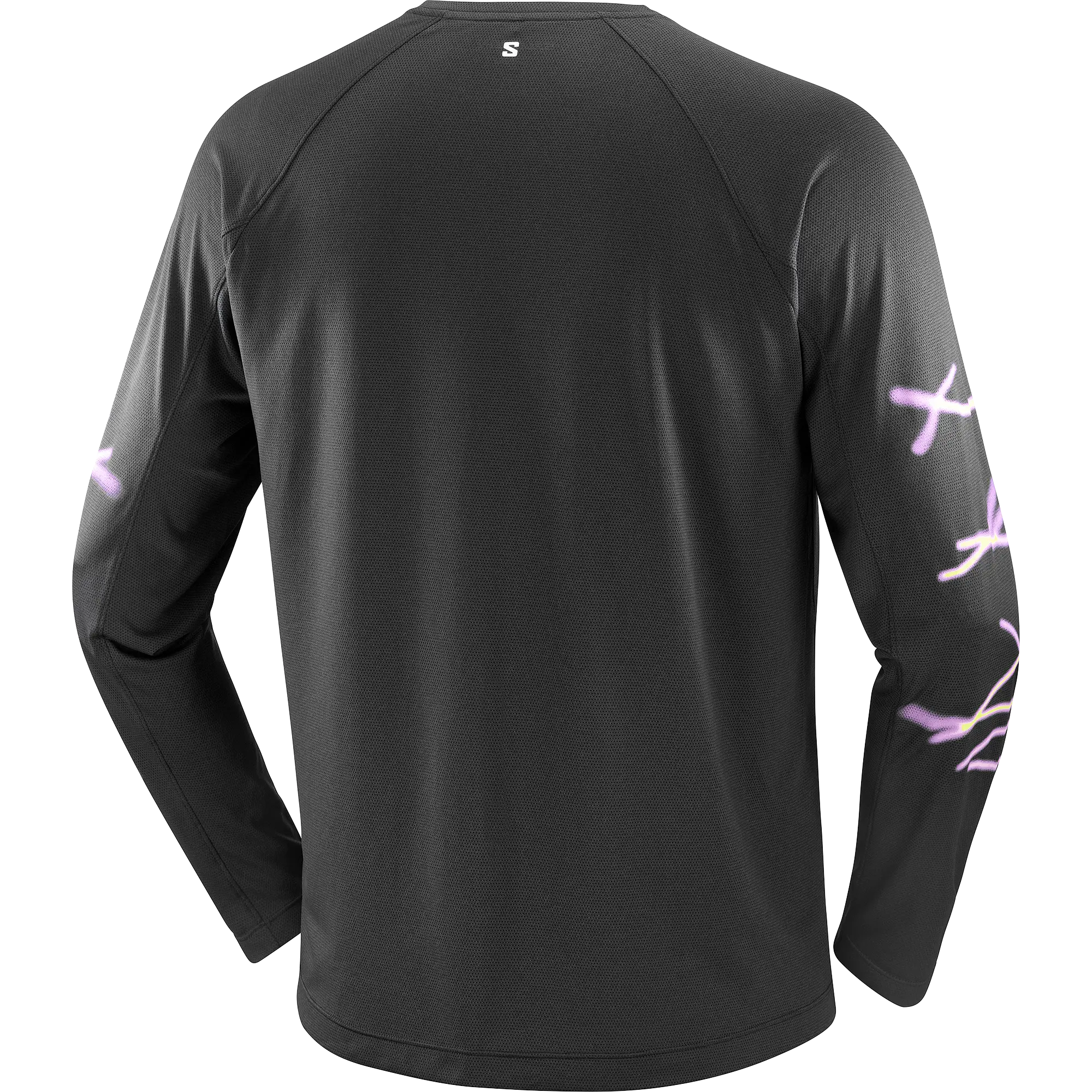 Salomon Herrenlaufshirt Shakeout Core SS Tee GFX, langarm Running Shirt mit atmungsaktivem Knit Flow Material und Grafikdesign, deep black - Image 2