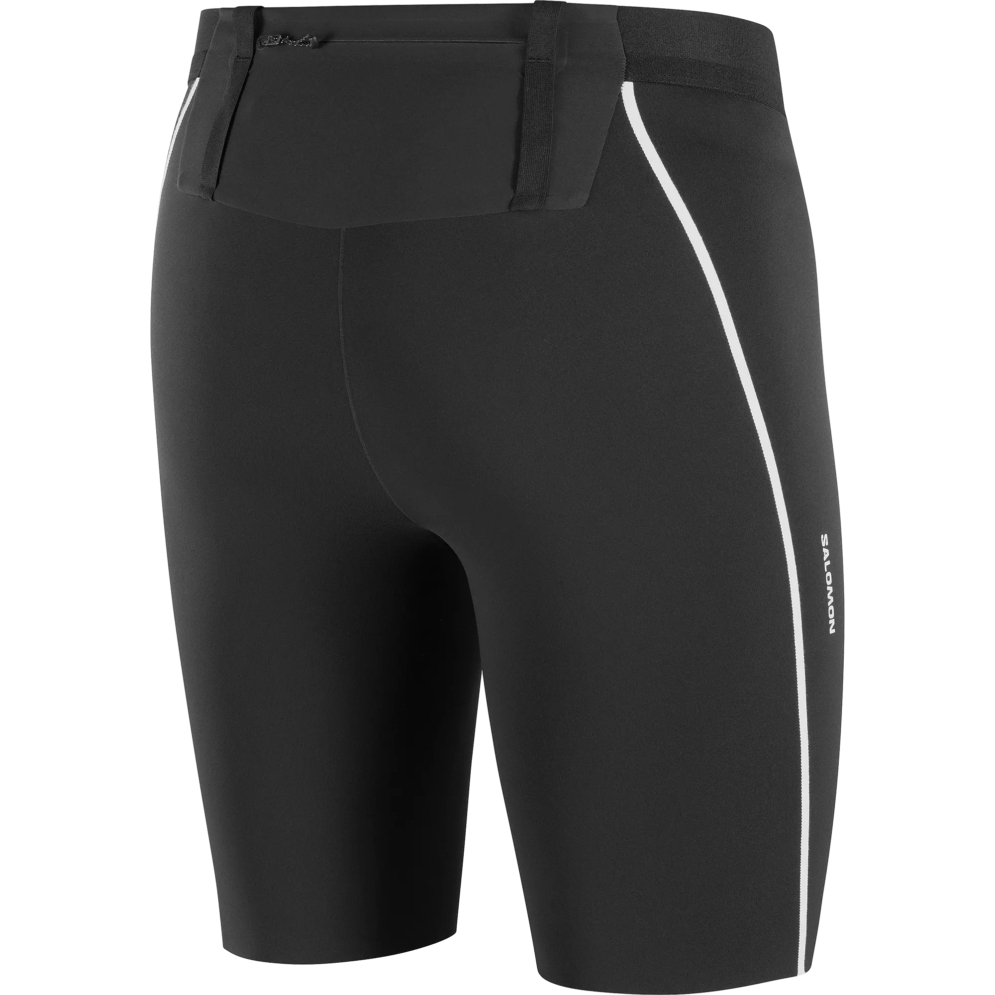 Salomon Sense Stow Short Tights 9, Laufshorts Tight mit Stauraumsystem und Reißverschlusstasche für Trailrunning, deep black - Image 2