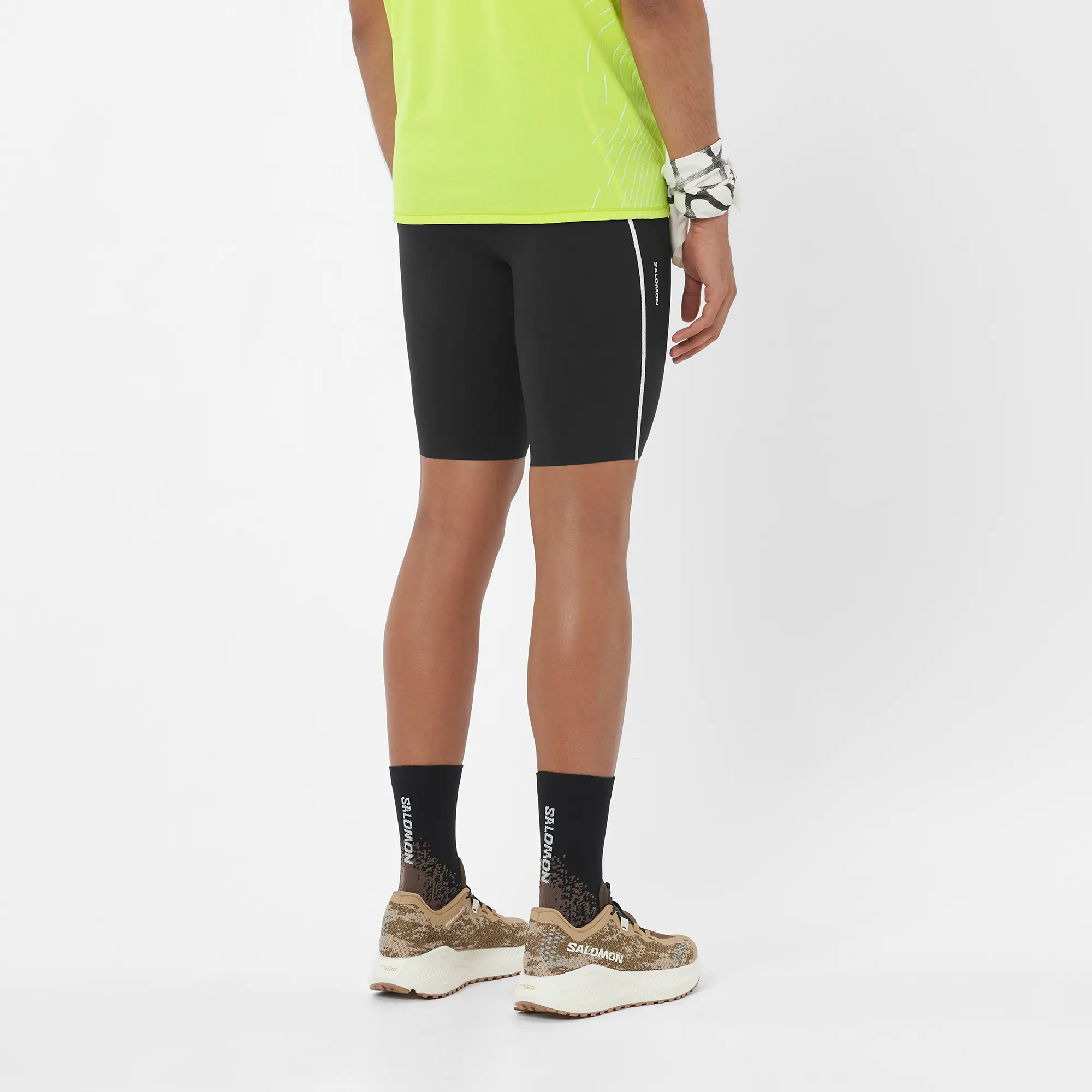 Salomon Sense Stow Short Tights 9, Laufshorts Tight mit Stauraumsystem und Reißverschlusstasche für Trailrunning, deep black - Image 8