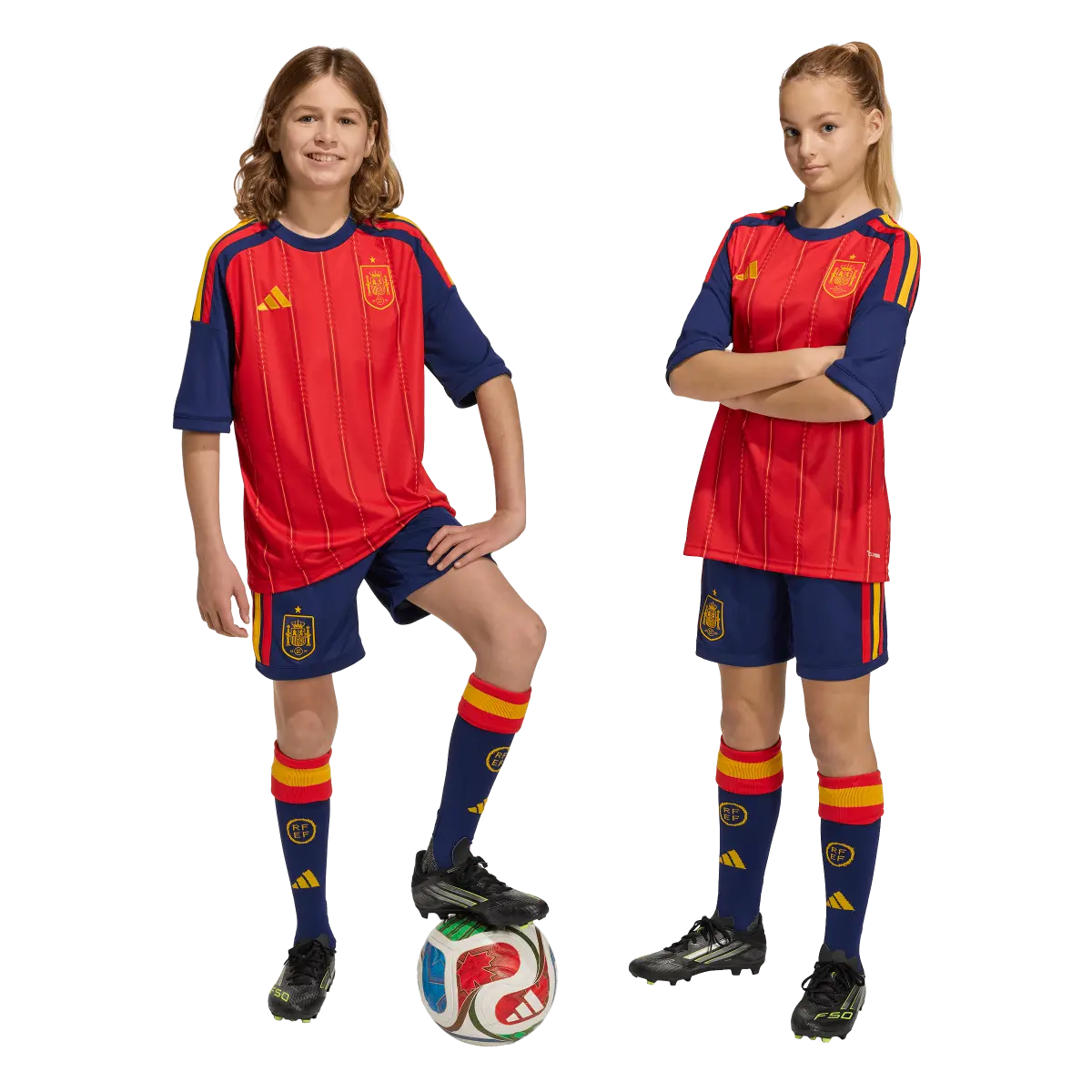 Spanien Kinderfußballshort Home Shorts, Heimshorts mit Climacool für Spiel, Training und Fan Einsatz - Image 3